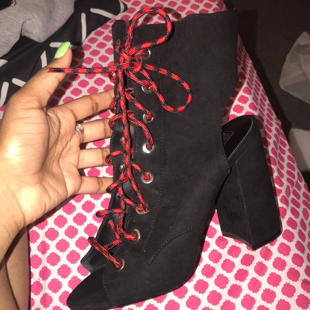 Open toe and heel lace up boots!!!